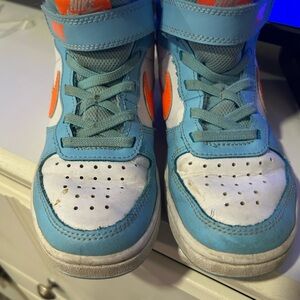 Nike Blue and Orange High-Top Sneakers Retro Design